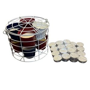 Wire Basket with Red/White& Blue Citronella Candles & 2 PKS of  12 Tealignts NEW